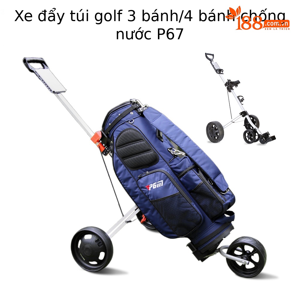 Xe đẩy golf gấp gọn PGM ba bánh hoặc bốn bánh, khung nhôm nhẹ, dễ mang theo — Xe Du Lịch bóng đá bốn bánh (còn hàng), Xe bóng ba bánh