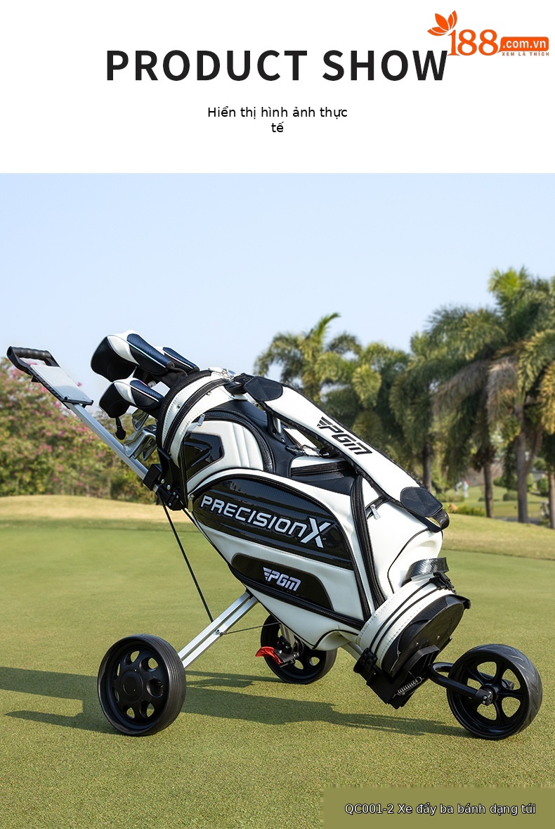 Xe đẩy golf gấp gọn PGM ba bánh hoặc bốn bánh, khung nhôm nhẹ, dễ mang theo — Xe Du Lịch bóng đá bốn bánh (còn hàng), Xe bóng ba bánh chi tiết 7