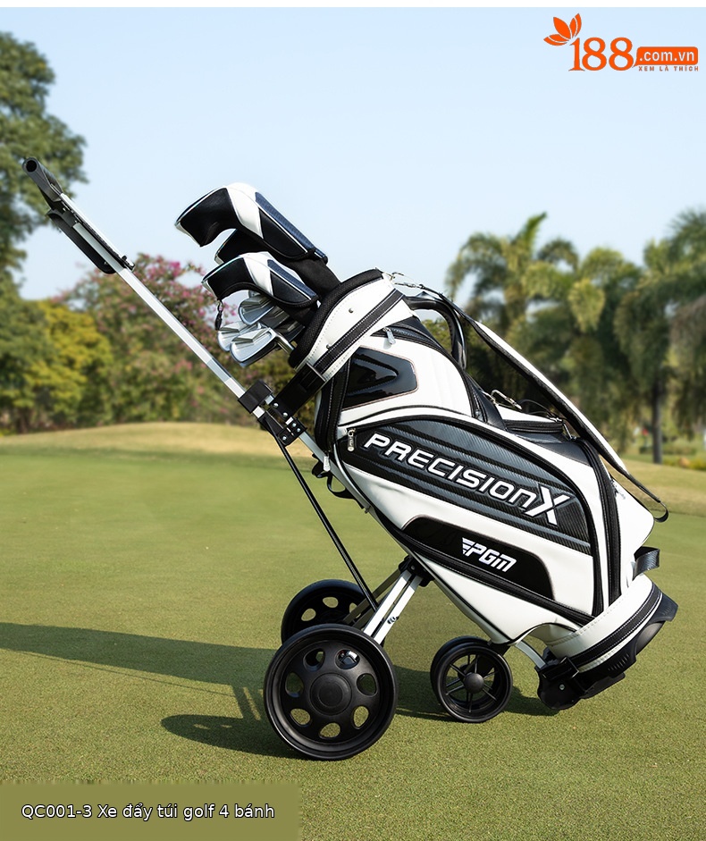 Xe đẩy golf gấp gọn PGM ba bánh hoặc bốn bánh, khung nhôm nhẹ, dễ mang theo — Xe Du Lịch bóng đá bốn bánh (còn hàng), Xe bóng ba bánh chi tiết 9