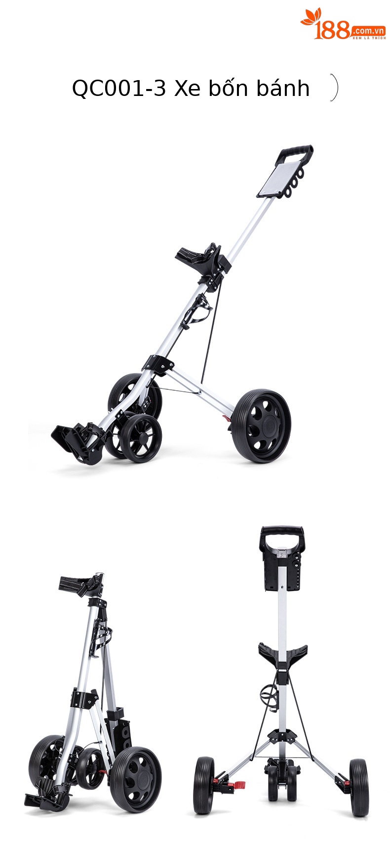 Xe đẩy golf gấp gọn PGM ba bánh hoặc bốn bánh, khung nhôm nhẹ, dễ mang theo — Xe Du Lịch bóng đá bốn bánh (còn hàng), Xe bóng ba bánh chi tiết 12