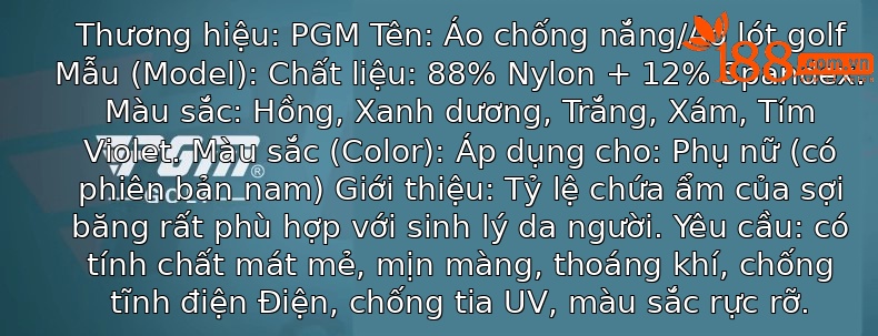 Áo thun golf nữ dài tay chống nắng lụa băng PGM — YF443 (phiên bản sọc) màu xám, YF001 màu xám, YF001 màu xanh, YF001 màu hồng chi tiết 4