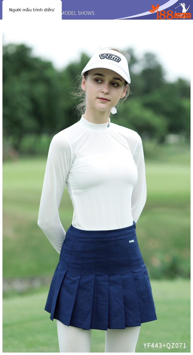 Áo thun golf nữ dài tay chống nắng lụa băng PGM — YF443 (phiên bản sọc) màu xám, YF001 màu xám, YF001 màu xanh, YF001 màu hồng chi tiết 23