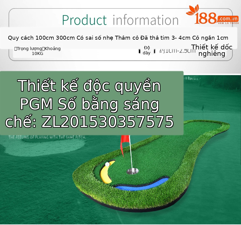 Thảm tập golf nhân tạo PGM GL003 cỏ dài bàn chân to 95x300 cm — GL003 cỏ dài bàn chân to [không có gậy và bóng] chi tiết 1