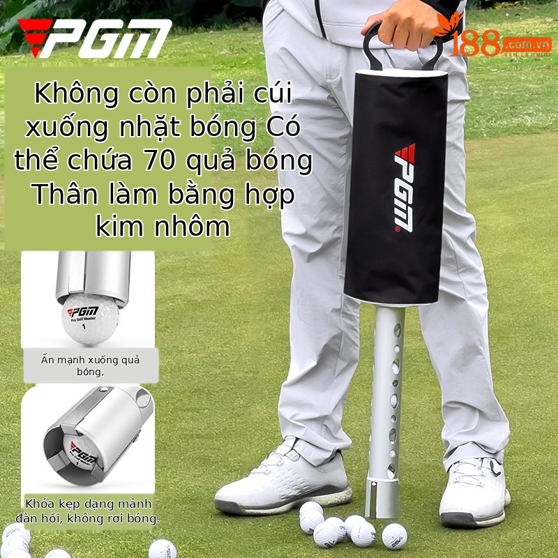 Máy nhặt bóng golf PGM đứng dễ dàng, túi vải nylon kèm ống nhôm, chứa 70 quả — Thiết bị nhặt Túi vải JQQ001, Thiết bị nhặt bóng ống nhôm JQQ002