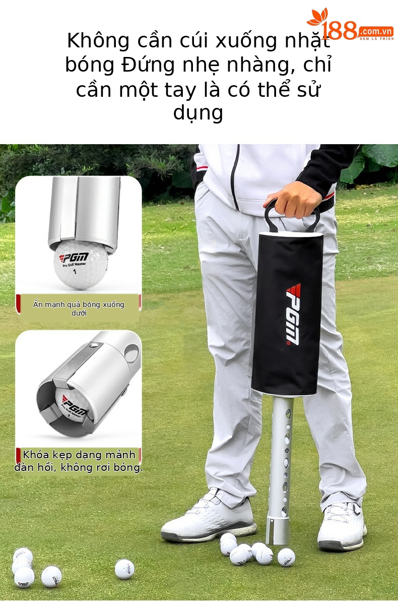 Máy nhặt bóng golf PGM đứng dễ dàng, túi vải nylon kèm ống nhôm, chứa 70 quả — Thiết bị nhặt Túi vải JQQ001, Thiết bị nhặt bóng ống nhôm JQQ002 chi tiết 3