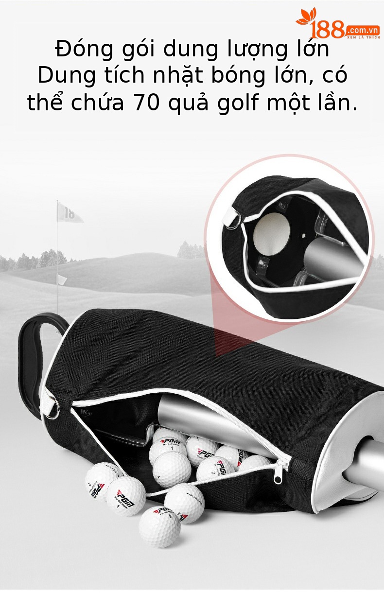 Máy nhặt bóng golf PGM đứng dễ dàng, túi vải nylon kèm ống nhôm, chứa 70 quả — Thiết bị nhặt Túi vải JQQ001, Thiết bị nhặt bóng ống nhôm JQQ002 chi tiết 4