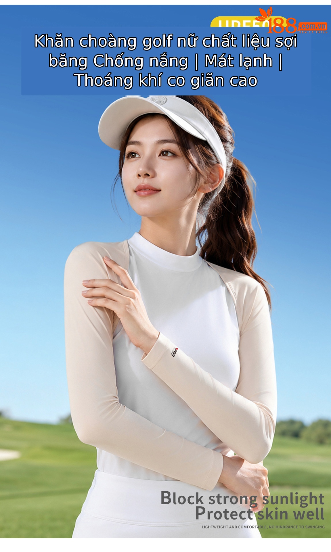 Áo khoác golf chống nắng PGM tay choàng nhẹ chất liệu lụa băng — PJ001-Hồng chi tiết 2