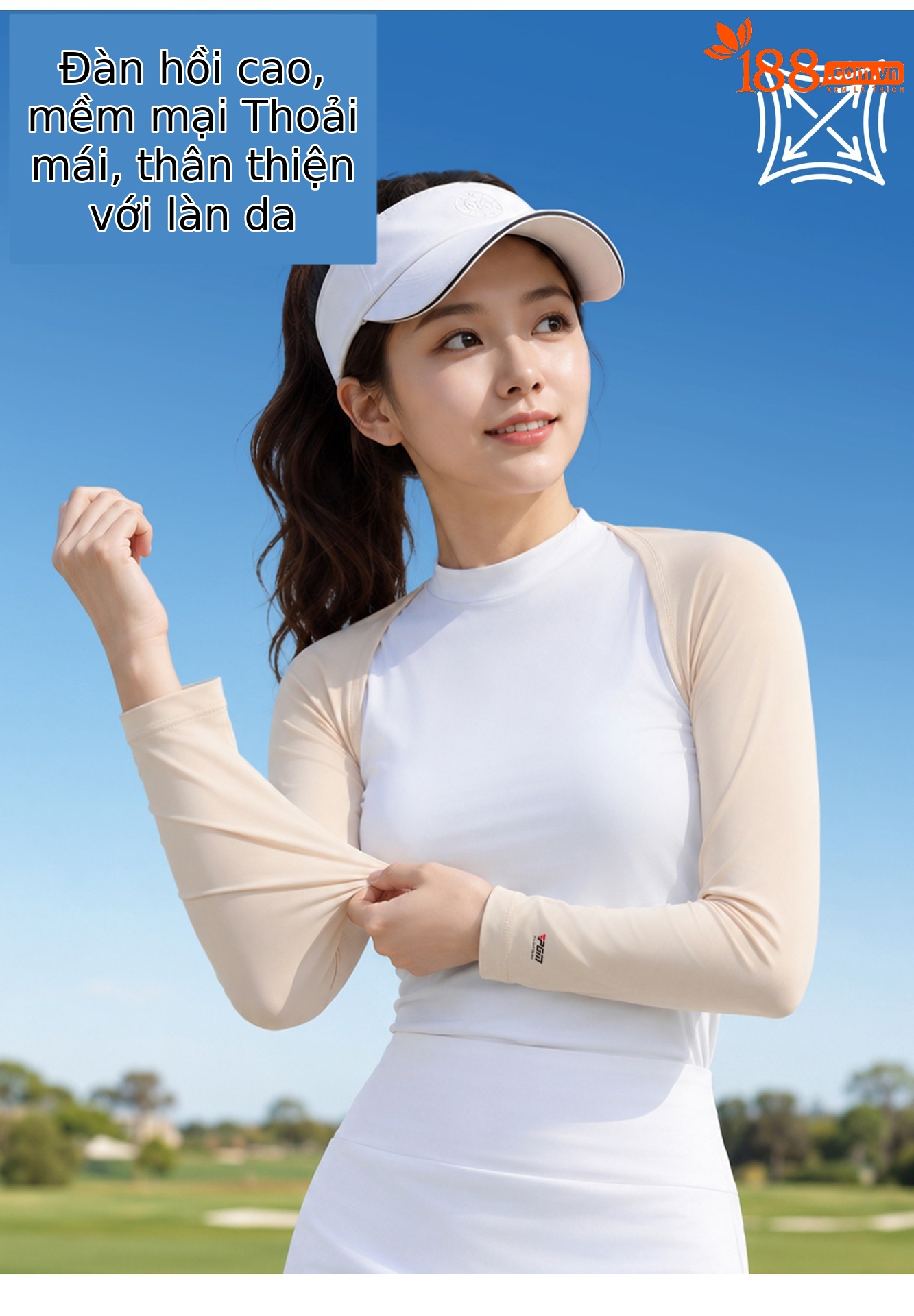 Áo khoác golf chống nắng PGM tay choàng nhẹ chất liệu lụa băng — PJ001-Hồng chi tiết 8