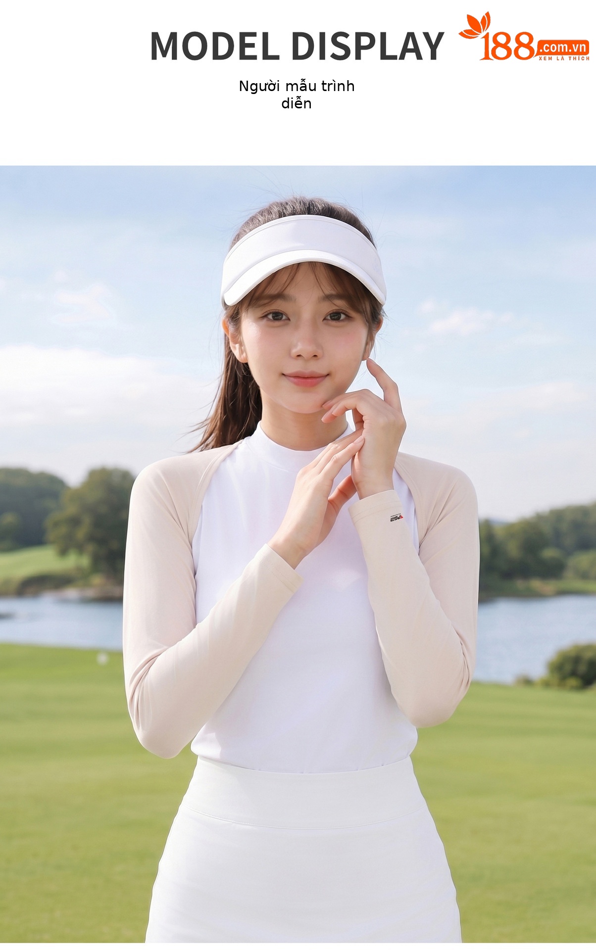 Áo khoác golf chống nắng PGM tay choàng nhẹ chất liệu lụa băng — PJ001-Hồng chi tiết 9