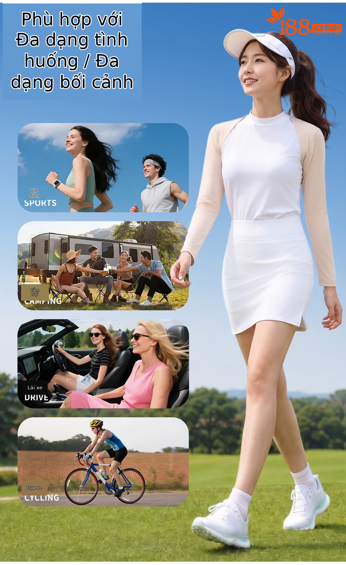 Áo khoác golf chống nắng PGM tay choàng nhẹ chất liệu lụa băng — PJ001-Hồng chi tiết 5