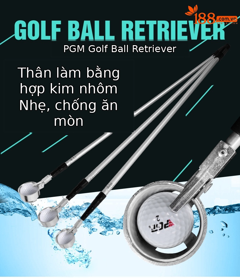 Dụng cụ nhặt bóng golf ống lồng siêu dài bằng nhôm PGM (3–6 đoạn, dài 2.83–5.8 mét) — Máy câu bóng đầu nhôm LQQ001 3 phần (dài 2.83 mét), Máy câu bóng đầu nhôm LQQ001 4 phần (dài 3.75 mét), Máy câu bóng đầu nhôm LQQ001 5 phần (dài 4.7 mét), Máy câu bóng đầu nhôm LQQ001 6 phần (dài 5.8 mét) chi tiết 3