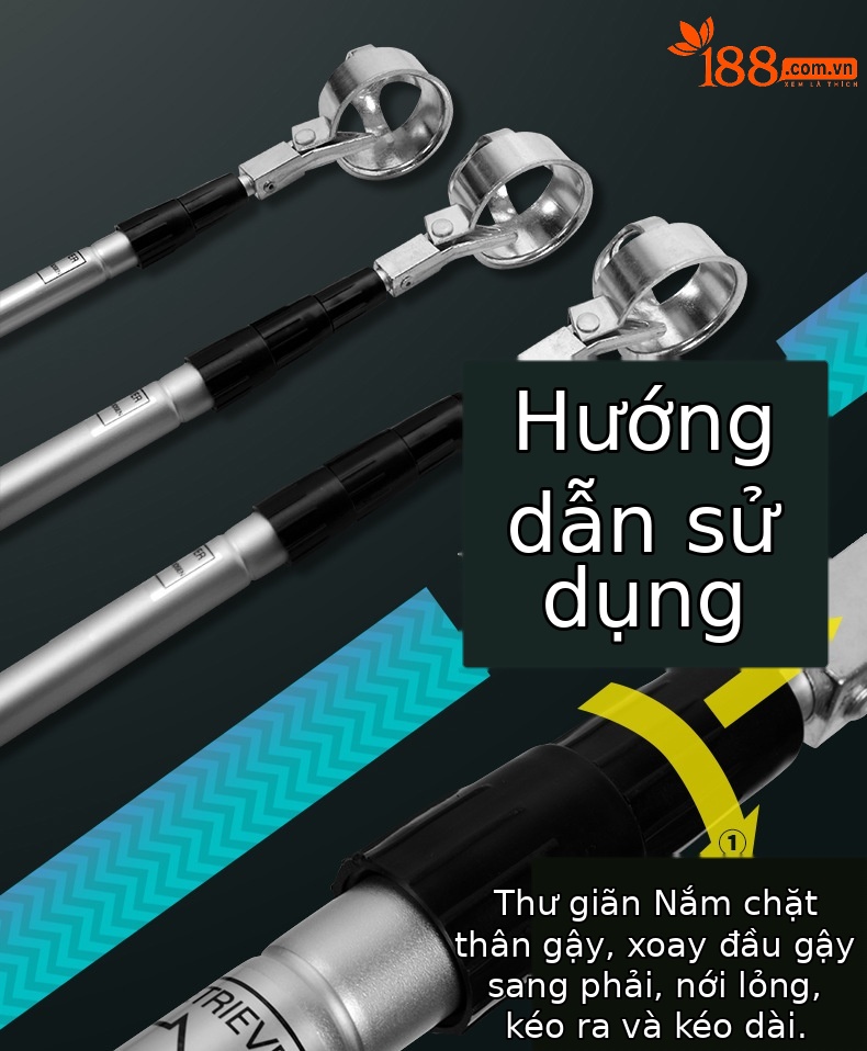 Dụng cụ nhặt bóng golf ống lồng siêu dài bằng nhôm PGM (3–6 đoạn, dài 2.83–5.8 mét) — Máy câu bóng đầu nhôm LQQ001 3 phần (dài 2.83 mét), Máy câu bóng đầu nhôm LQQ001 4 phần (dài 3.75 mét), Máy câu bóng đầu nhôm LQQ001 5 phần (dài 4.7 mét), Máy câu bóng đầu nhôm LQQ001 6 phần (dài 5.8 mét) chi tiết 5