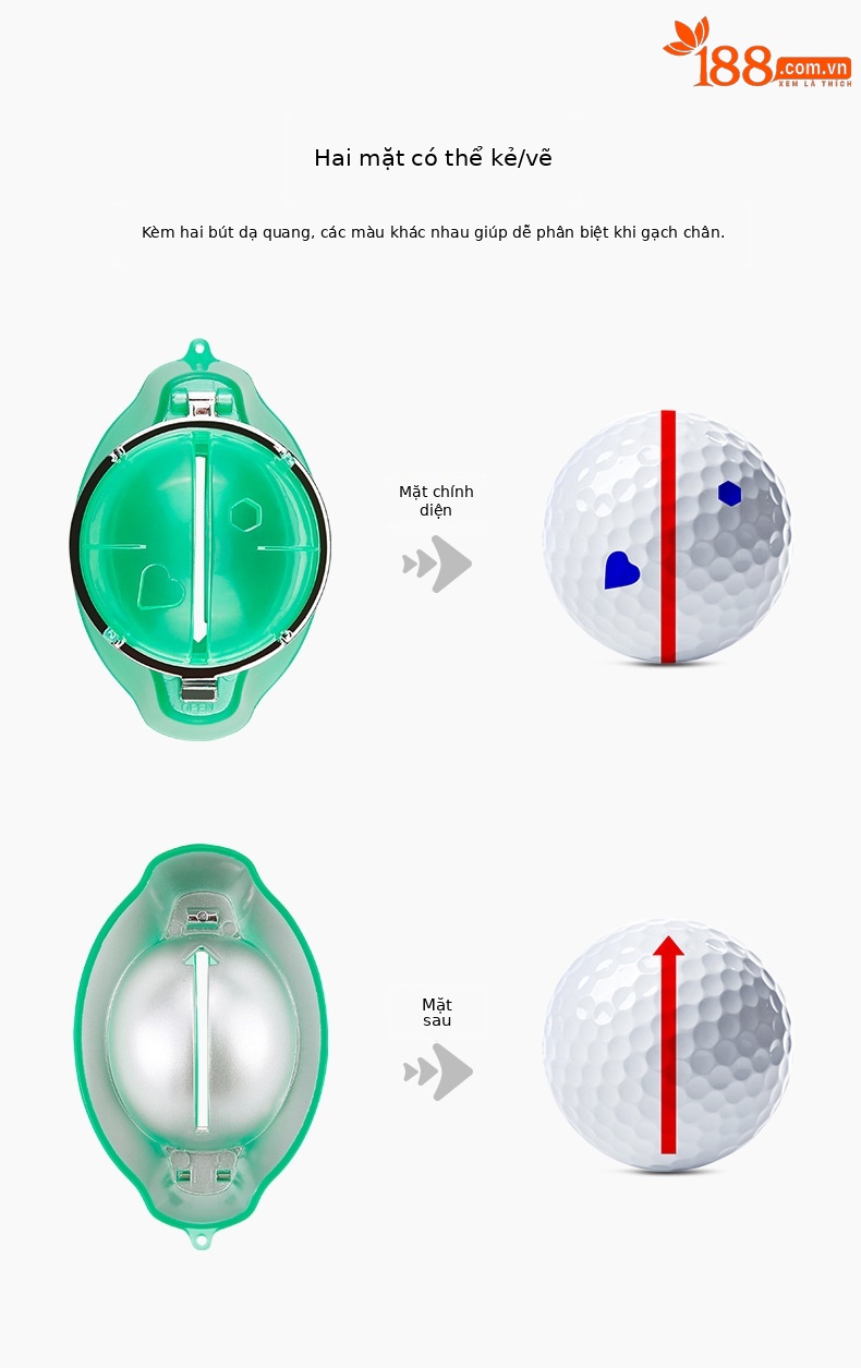 Dụng cụ đánh dấu bóng golf PGM kèm bút vẽ — Máy vẽ đường đơn [không có bút], HXQ002 【Với 2 bút vẽ nguệch ngoạc 】 chi tiết 4