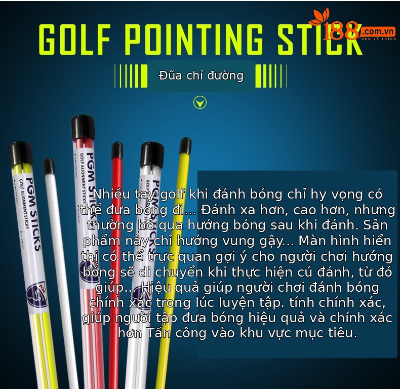 Gậy chỉ báo hướng golf PGM dài 122 cm, bộ 2 cây tập đẩy — 122cm chi tiết 2