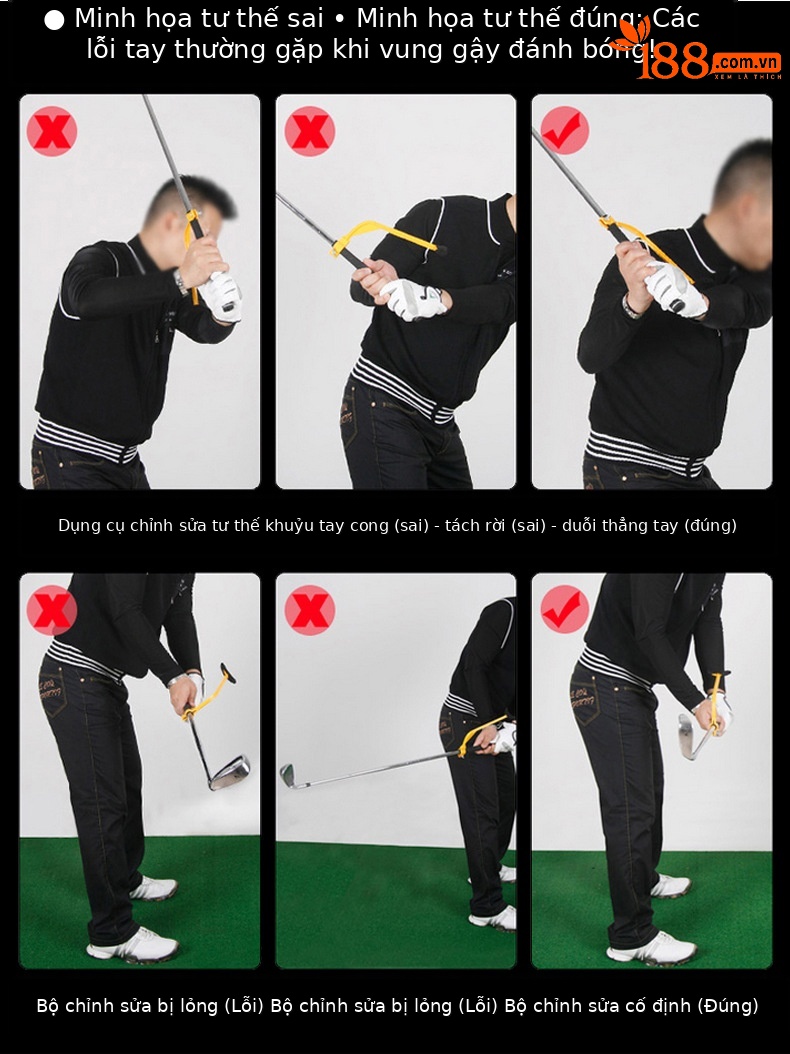 Dụng cụ chỉnh sửa cánh tay golf PGM hỗ trợ tập swing đúng tư thế — Công cụ sửa cánh tay màu vàng chi tiết 4