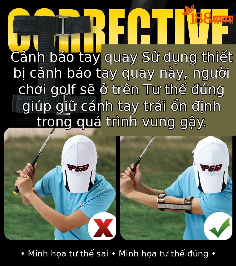 Dụng cụ chỉnh tư thế tay golf PGM, thiết bị cảnh báo cúi tay, hỗ trợ tập luyện cho người mới bắt đầu — Dụng cụ chỉnh hình tay quay chi tiết 3