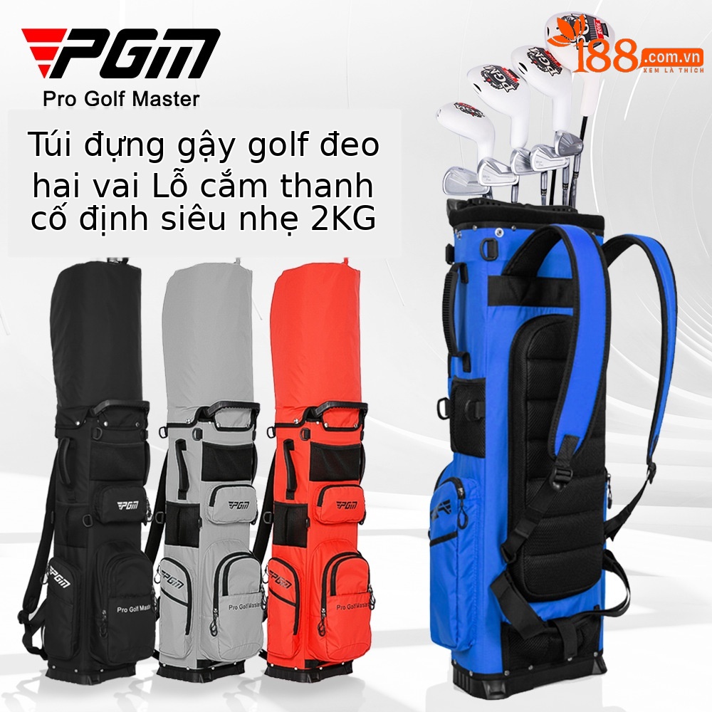 Túi đựng gậy golf PGM đeo vai kiểu ba lô chống nước siêu nhẹ 2kg — QB144-đỏ (vai trở lại), QB144-Màu xanh dương (Ba lô trở lại), QB144-Đen (kiểu ba lô), QB144-Xám (Ba lô trở lại)