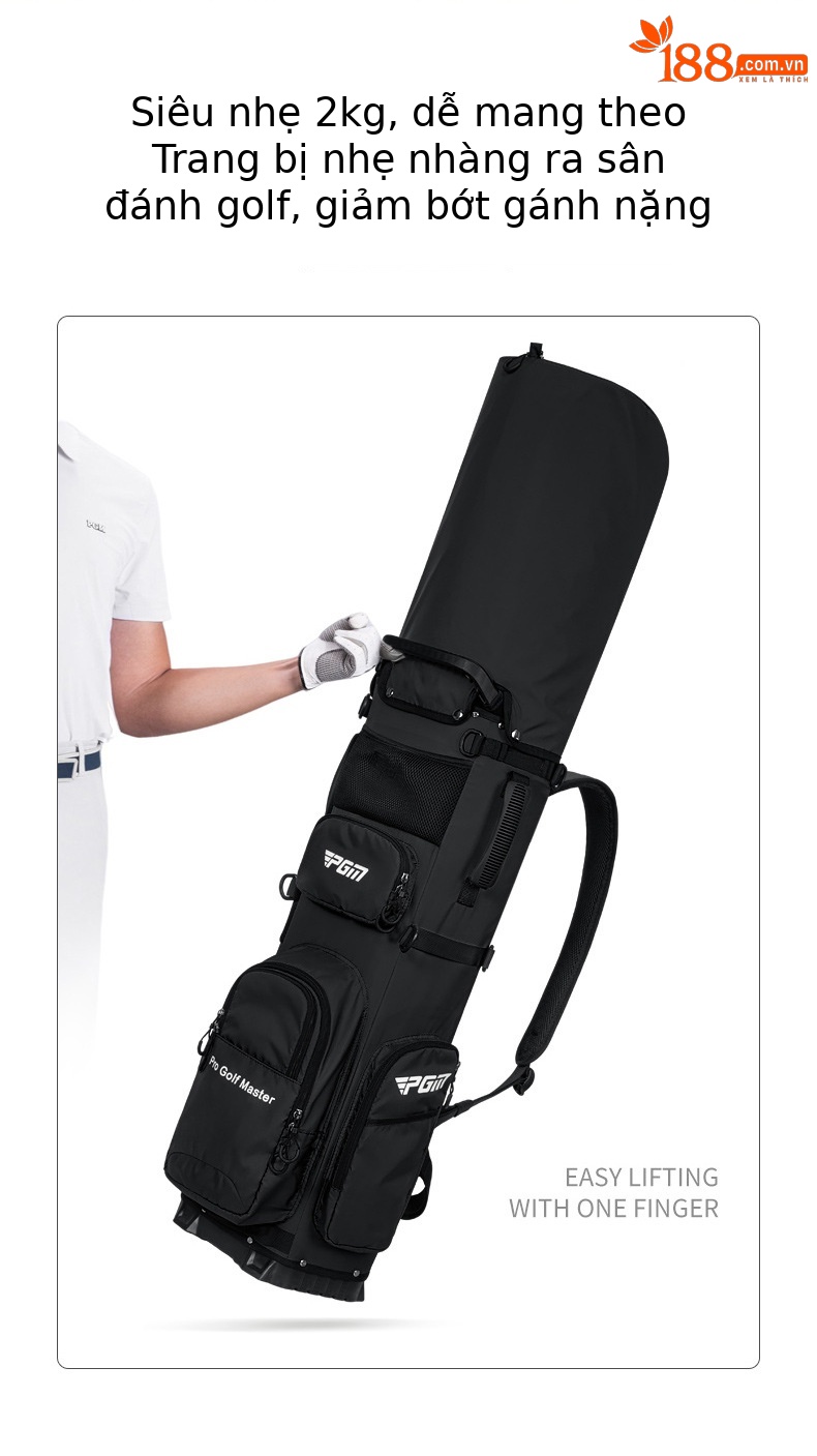 Túi đựng gậy golf PGM đeo vai kiểu ba lô chống nước siêu nhẹ 2kg — QB144-đỏ (vai trở lại), QB144-Màu xanh dương (Ba lô trở lại), QB144-Đen (kiểu ba lô), QB144-Xám (Ba lô trở lại) chi tiết 3