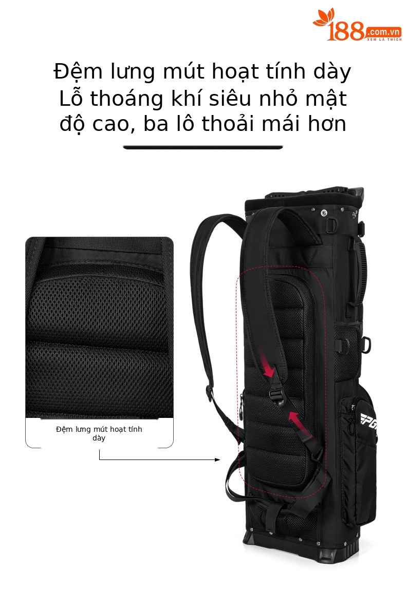 Túi đựng gậy golf PGM đeo vai kiểu ba lô chống nước siêu nhẹ 2kg — QB144-đỏ (vai trở lại), QB144-Màu xanh dương (Ba lô trở lại), QB144-Đen (kiểu ba lô), QB144-Xám (Ba lô trở lại) chi tiết 5