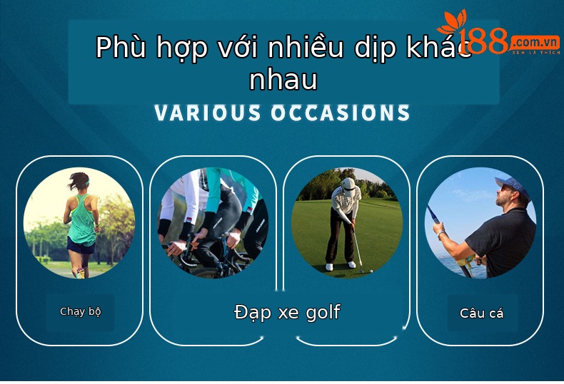 Bộ tay áo chống nắng Golf thoáng khí kèm găng tay thể thao nam chống trượt — XT004 màu xanh lam chi tiết 4