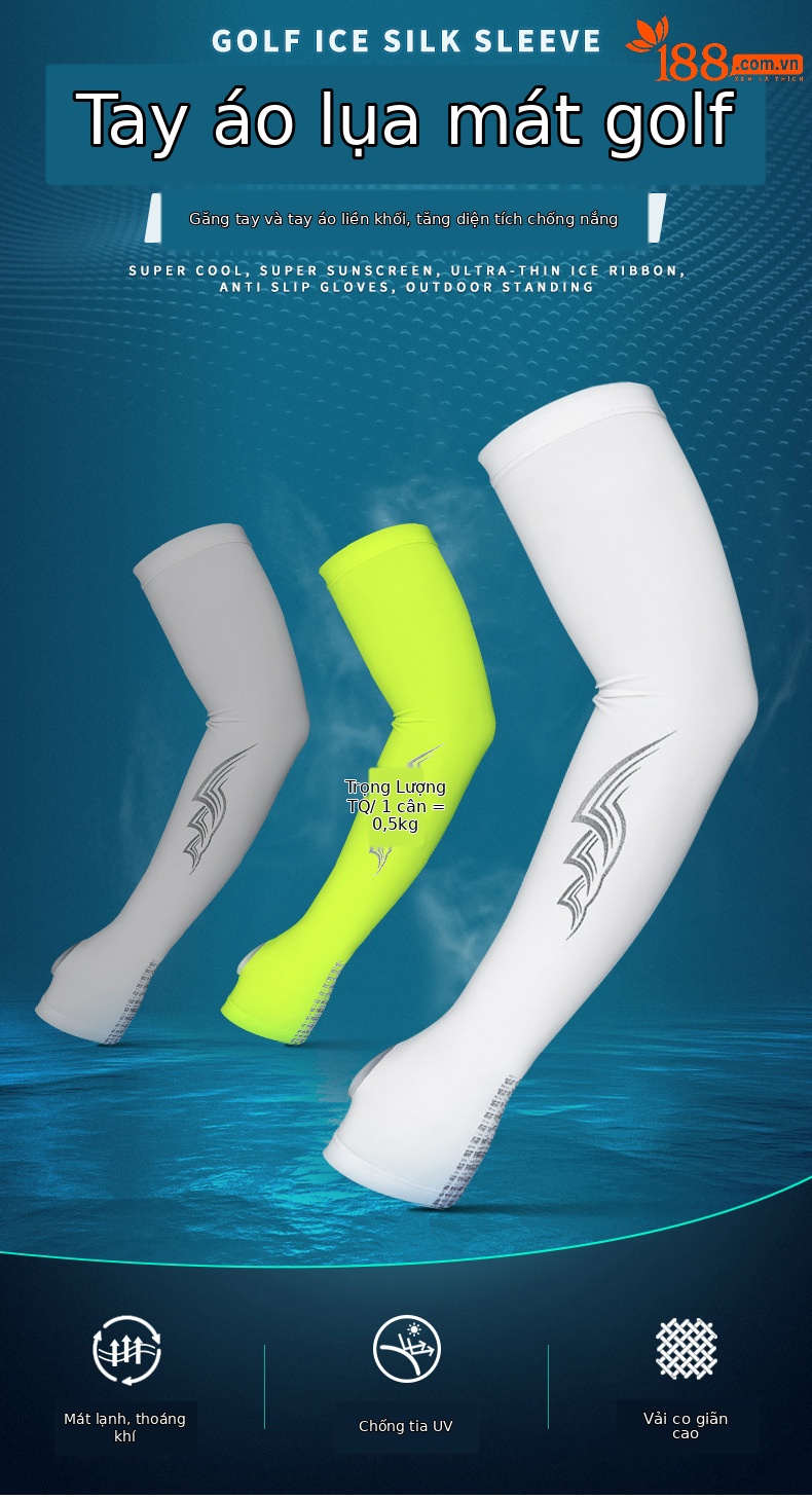 Bộ tay áo chống nắng Golf thoáng khí kèm găng tay thể thao nam chống trượt — XT004 màu xanh lam chi tiết 5