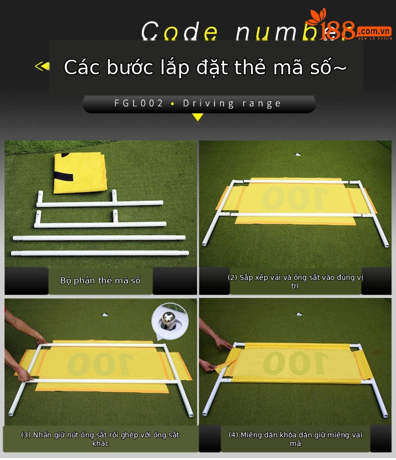 Bộ dụng cụ đánh dấu khoảng cách sân golf PGM khung sắt kèm vải (nhiều cỡ) — Khung sắt 50 yard vải, Khung sắt + Vải cỡ 100, Khung sắt + Vải cỡ 150, Khung Sắt + vải cỡ 200 chi tiết 4