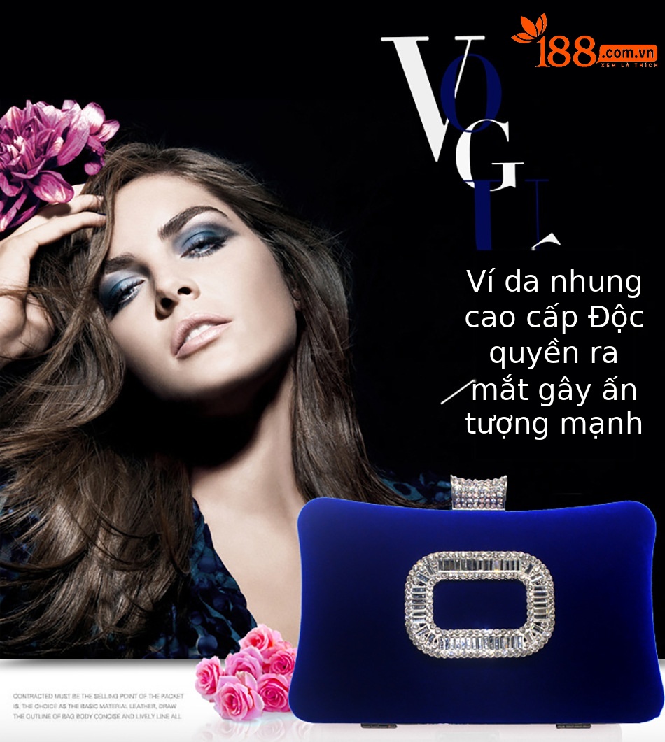 Túi clutch nữ dạ hội nhung đính kim cương khóa vuông — Đỏ hoa hồng, Vàng Lạc Đà Saudi, Đỏ lễ hội, Màu tím Cung Đình chi tiết 1