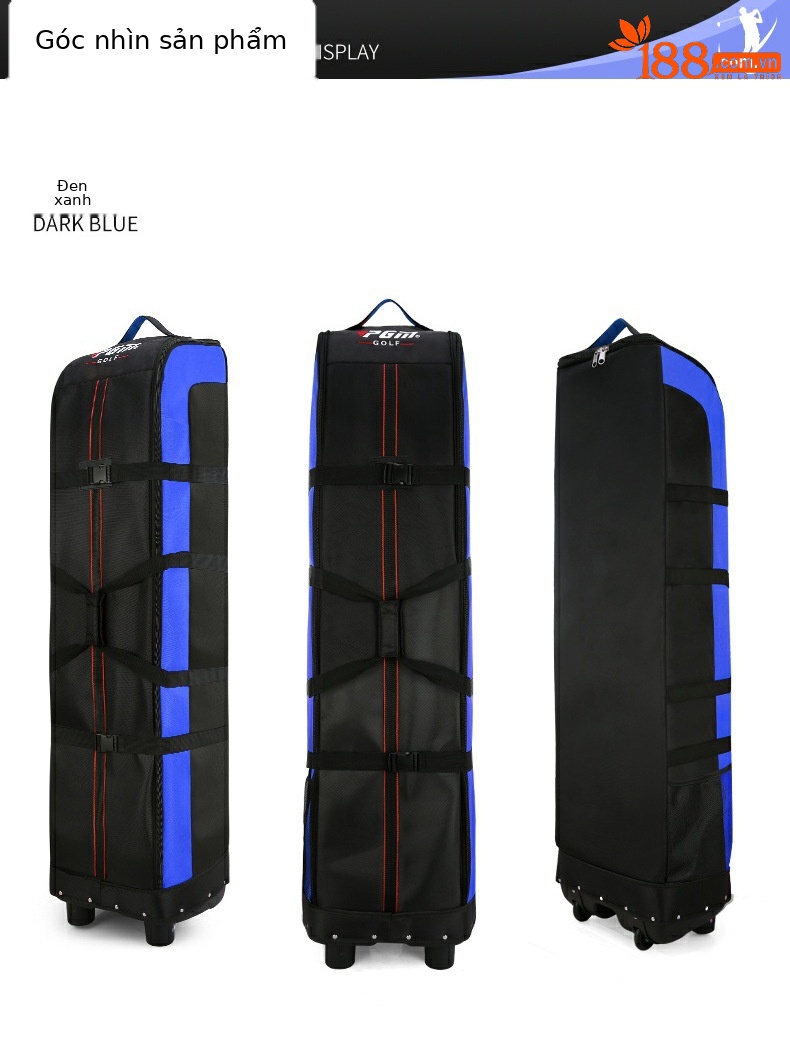 Túi đựng gậy golf PGM hai lớp đế cứng, chống nước, gấp gọn, kích thước 141x38.5x31.5 cm — HKB006 đen và cam (Phiên bản dày), HKB006 đen xanh (phiên bản dày), HKB006 Đen Bạc (phiên bản dày), HKB006 toàn màu đen (Phiên bản dày) chi tiết 9