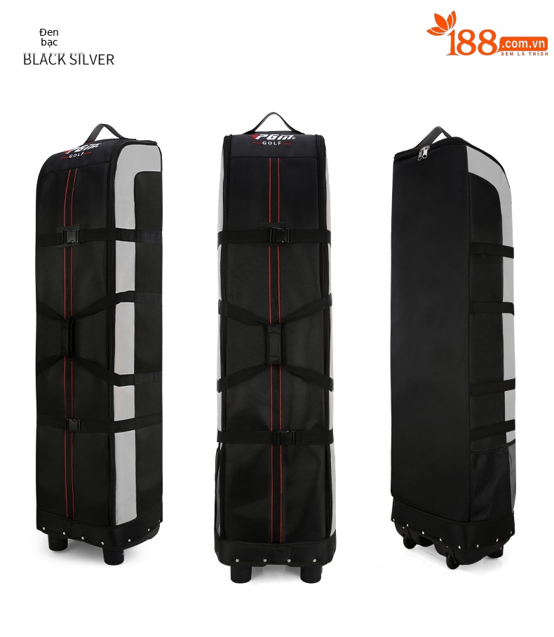 Túi đựng gậy golf PGM hai lớp đế cứng, chống nước, gấp gọn, kích thước 141x38.5x31.5 cm — HKB006 đen và cam (Phiên bản dày), HKB006 đen xanh (phiên bản dày), HKB006 Đen Bạc (phiên bản dày), HKB006 toàn màu đen (Phiên bản dày) chi tiết 10