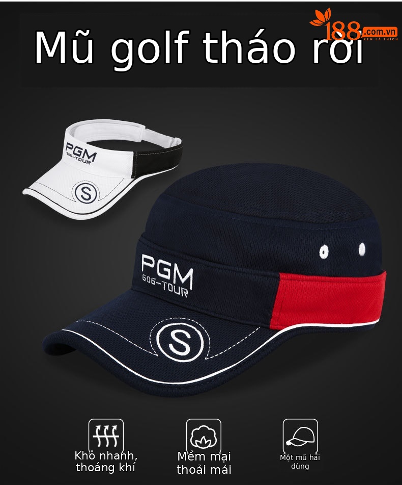 Mũ golf không đỉnh PGM chống nắng thoáng khí mùa hè đa năng — Màu đen, Xanh Navy, Màu trắng, Màu đỏ chi tiết 2