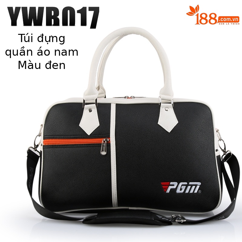 Túi đựng quần áo golf PGM dung tích lớn, chất liệu PU chống nước, có ngăn giày riêng, kích thước 46×22×28 cm — YWB017-Màu đen, YWB017-màu trắng, YWB017-màu cam, YWB017-màu xanh đậm