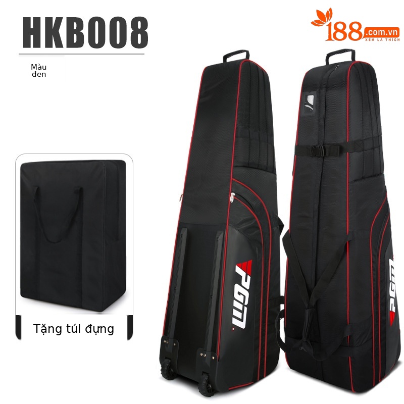 Túi vận chuyển golf PGM chống nước dày dặn, có bánh kéo gập gọn — HKB008-Túi hàng không dày không thấm nước màu đen