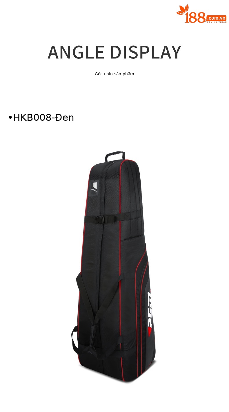 Túi vận chuyển golf PGM chống nước dày dặn, có bánh kéo gập gọn — HKB008-Túi hàng không dày không thấm nước màu đen chi tiết 10