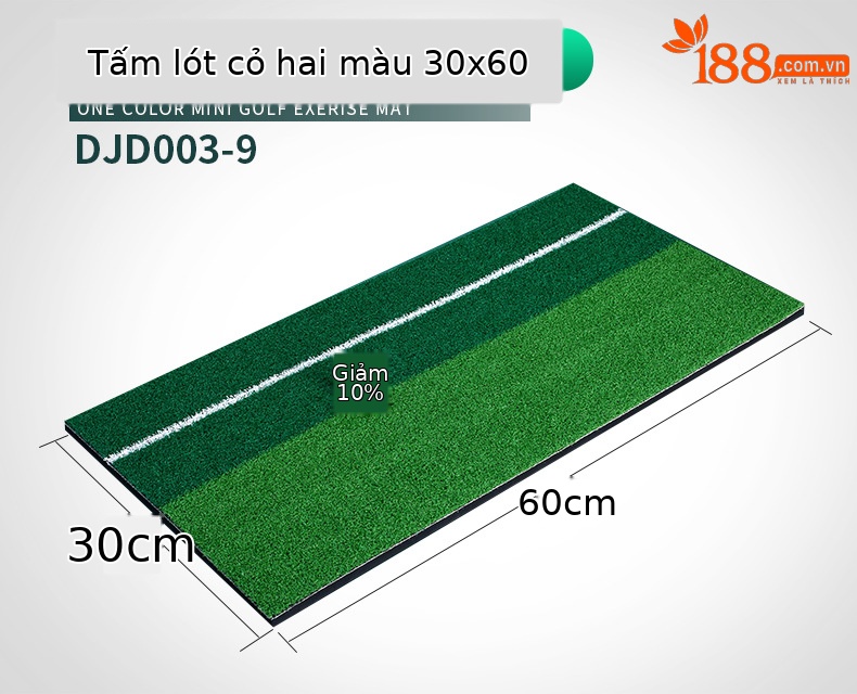 Thảm tập golf mini PGM cỏ hai màu 30x60cm dùng trong nhà — Thảm cỏ hai màu có dây trắng [TEE không có bóng], Thảm cỏ hai màu với dây trắng chi tiết 5