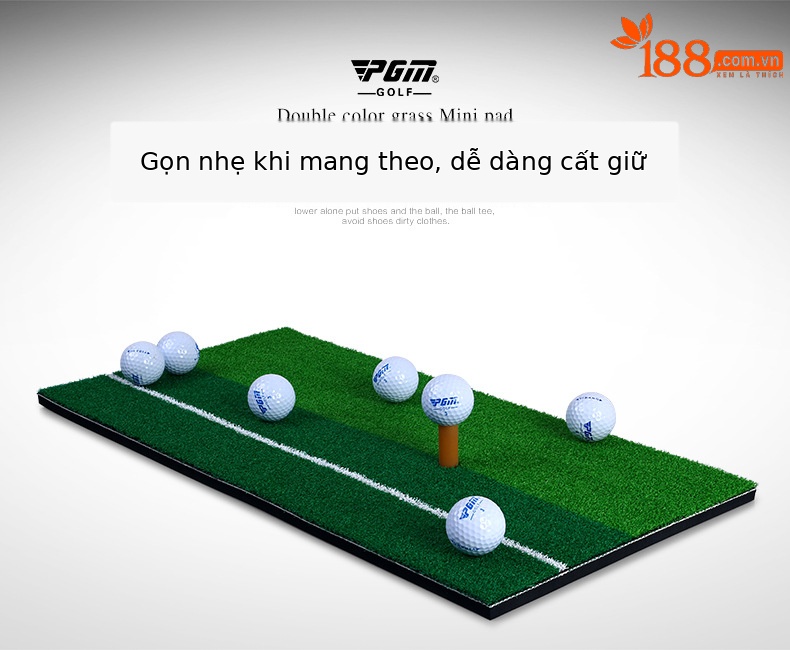 Thảm tập golf mini PGM cỏ hai màu 30x60cm dùng trong nhà — Thảm cỏ hai màu có dây trắng [TEE không có bóng], Thảm cỏ hai màu với dây trắng chi tiết 10
