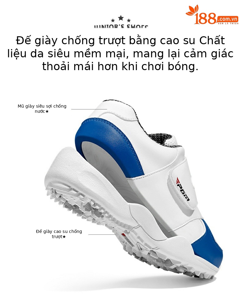 Giày golf trẻ em PGM – giày thể thao thoáng khí cho bé trai và bé gái — Trắng Xanh lục huỳnh quang, Màu hồng trắng, Màu xanh lam trắng chi tiết 4