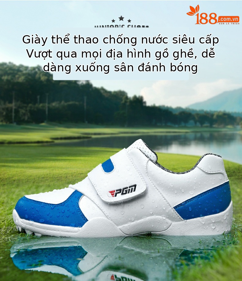 Giày golf trẻ em PGM – giày thể thao thoáng khí cho bé trai và bé gái — Trắng Xanh lục huỳnh quang, Màu hồng trắng, Màu xanh lam trắng chi tiết 6
