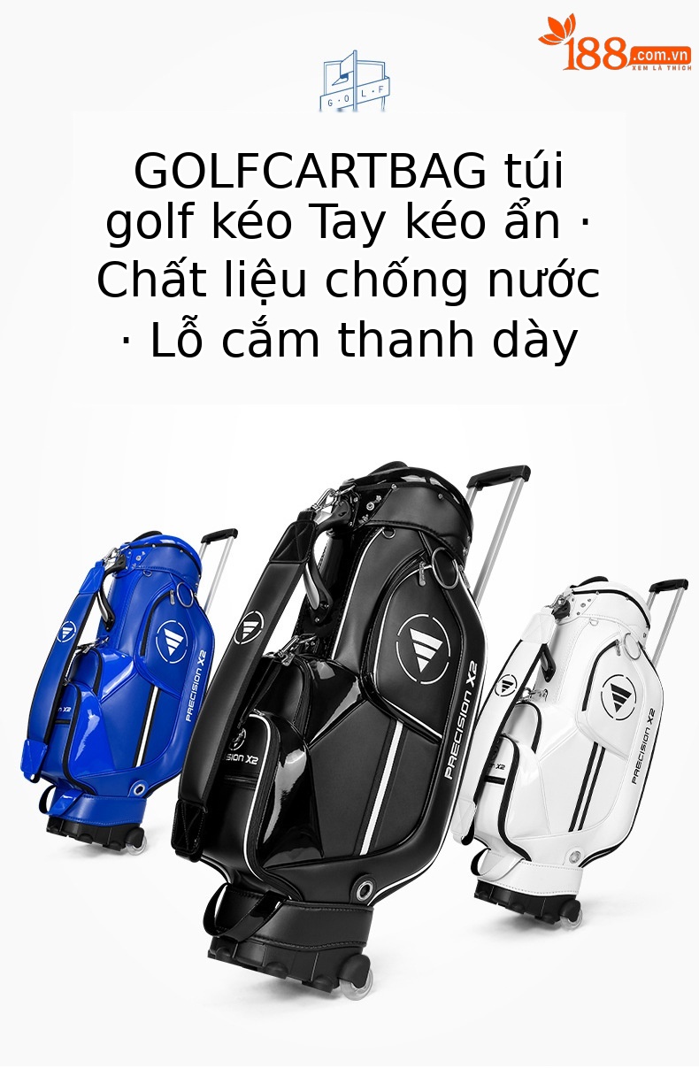 Túi golf kéo PGM QB029 chứa 13 gậy, chất liệu PU cao cấp, có bánh xe và tay kéo — Qb029-túi bóng kéo Mới [màu đen], Qb029-túi bóng kéo Mới [màu trắng], Qb029-túi bóng kéo Mới [màu xanh lam] chi tiết 3
