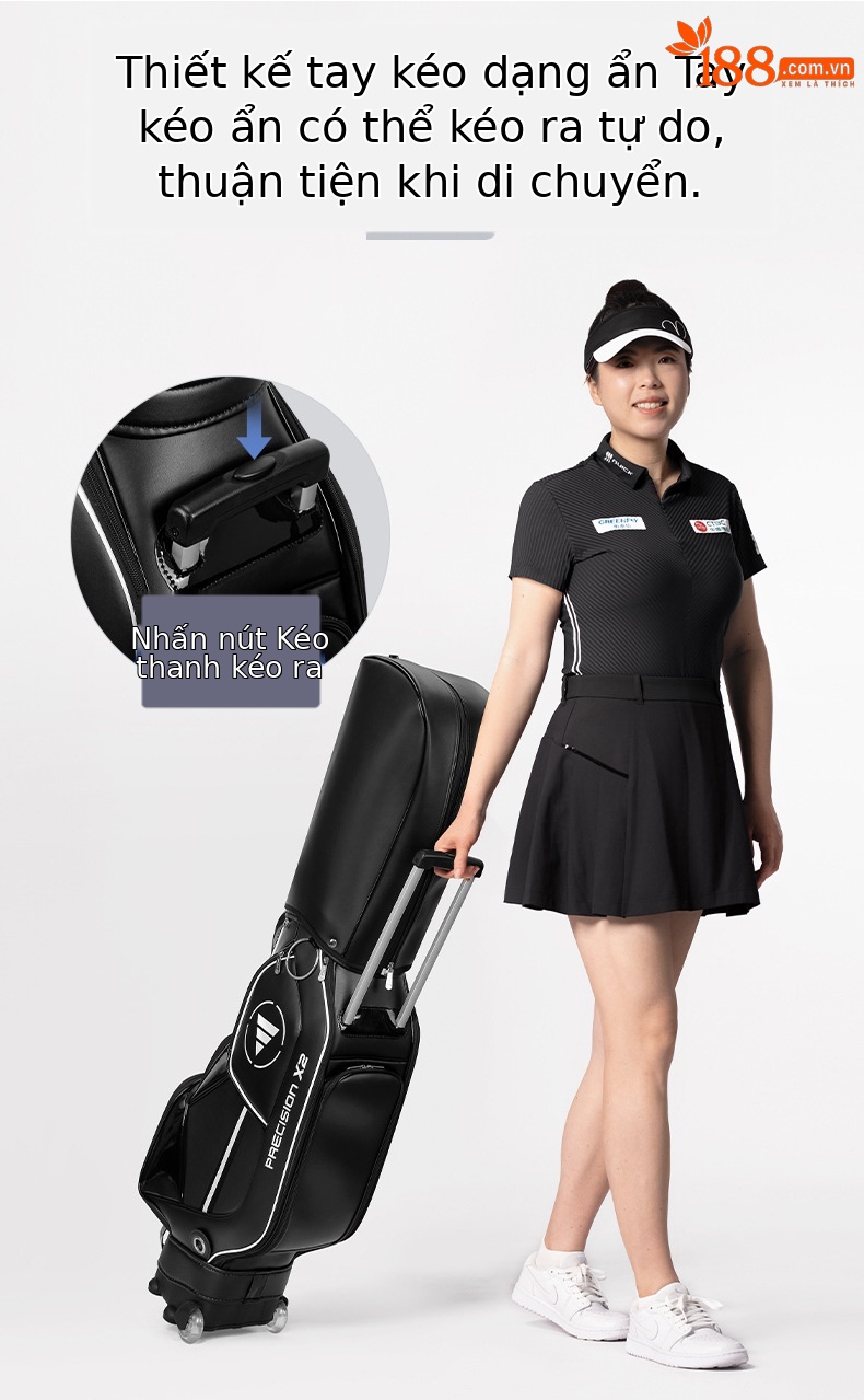 Túi golf kéo PGM QB029 chứa 13 gậy, chất liệu PU cao cấp, có bánh xe và tay kéo — Qb029-túi bóng kéo Mới [màu đen], Qb029-túi bóng kéo Mới [màu trắng], Qb029-túi bóng kéo Mới [màu xanh lam] chi tiết 4