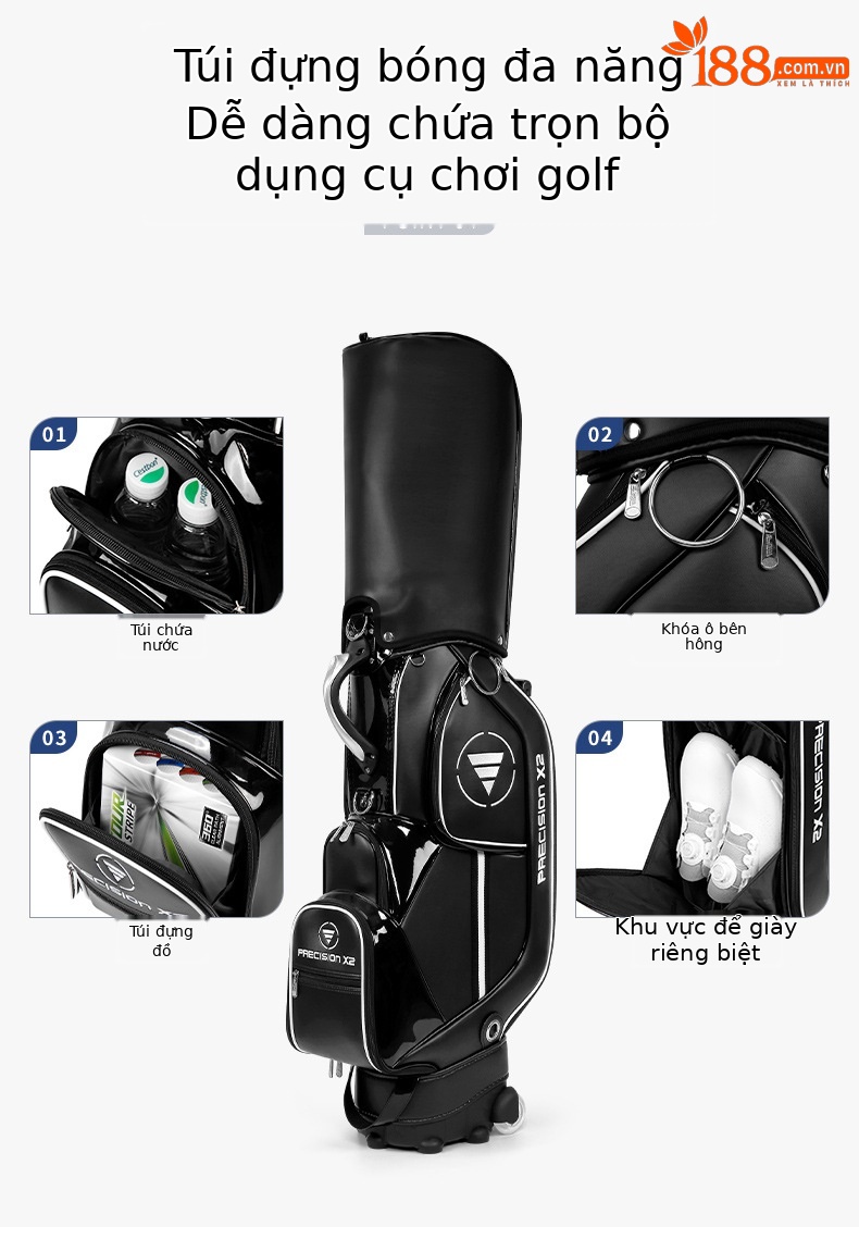 Túi golf kéo PGM QB029 chứa 13 gậy, chất liệu PU cao cấp, có bánh xe và tay kéo — Qb029-túi bóng kéo Mới [màu đen], Qb029-túi bóng kéo Mới [màu trắng], Qb029-túi bóng kéo Mới [màu xanh lam] chi tiết 7