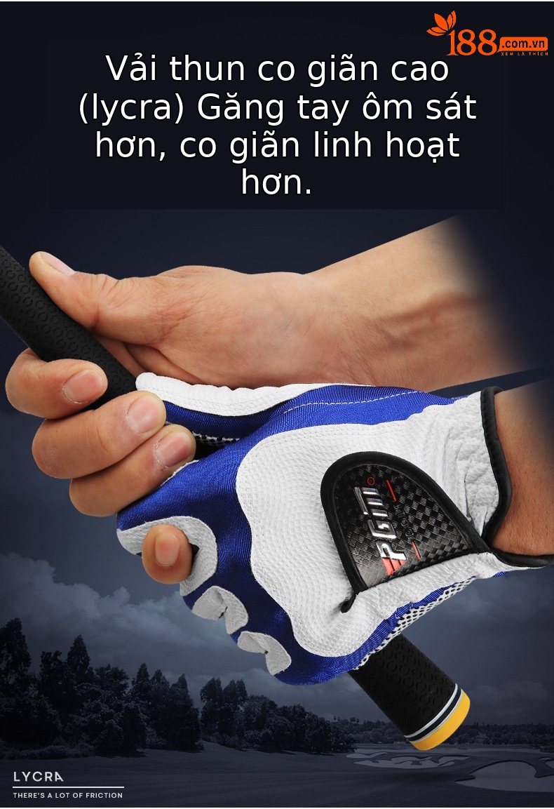 Găng tay golf nam PGM chống trượt, chịu mài mòn, đơn tay — Bên phải Trắng xanh lam chi tiết 4
