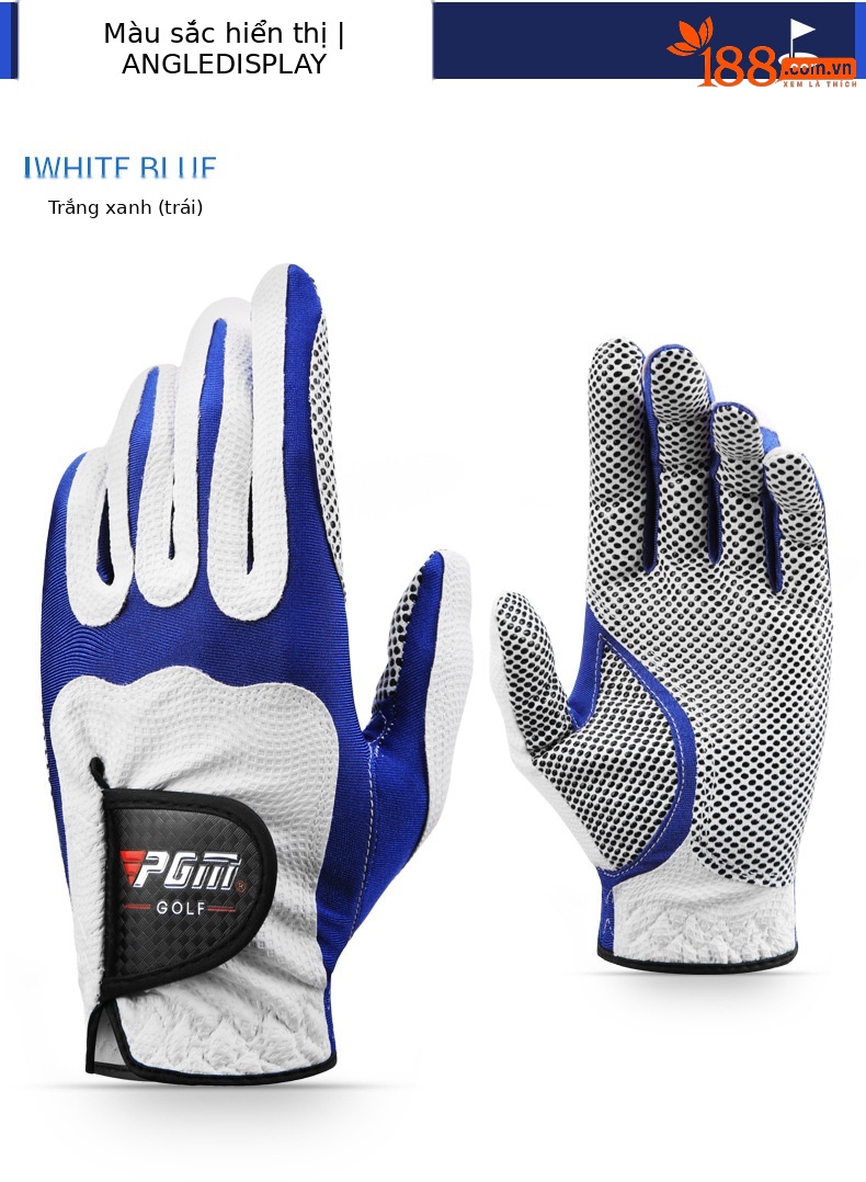 Găng tay golf nam PGM chống trượt, chịu mài mòn, đơn tay — Bên phải Trắng xanh lam chi tiết 9
