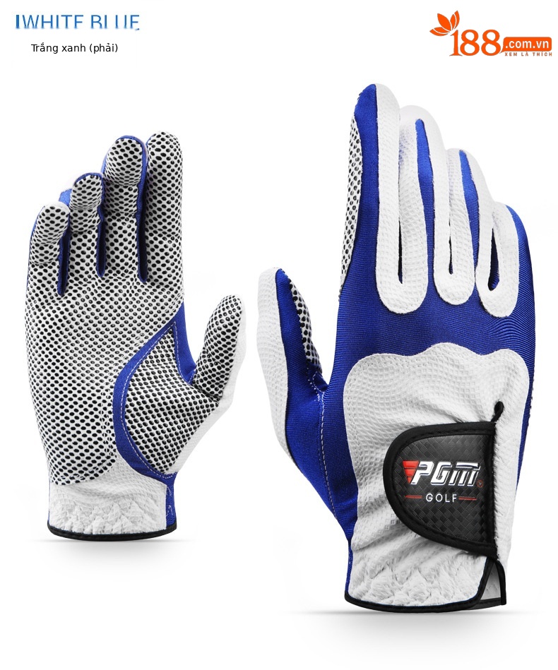 Găng tay golf nam PGM chống trượt, chịu mài mòn, đơn tay — Bên phải Trắng xanh lam chi tiết 10