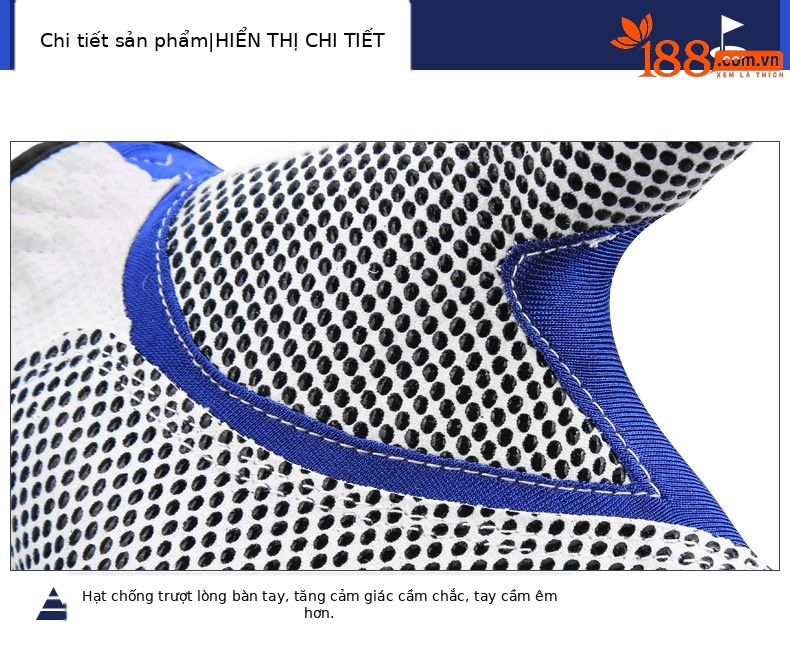 Găng tay golf nam PGM chống trượt, chịu mài mòn, đơn tay — Bên phải Trắng xanh lam chi tiết 15