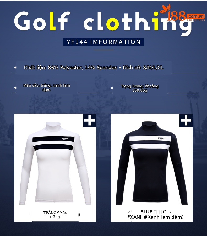 Bộ quần áo golf nữ PGM dài tay mặc trong mùa thu đông — Áo màu xanh hải quân màu trắng YF160, Áo đỏ trắng YF160, YF144 phiên bản dày màu trắng, Áo đỏ trắng YF160 [loại mỏng] chi tiết 17