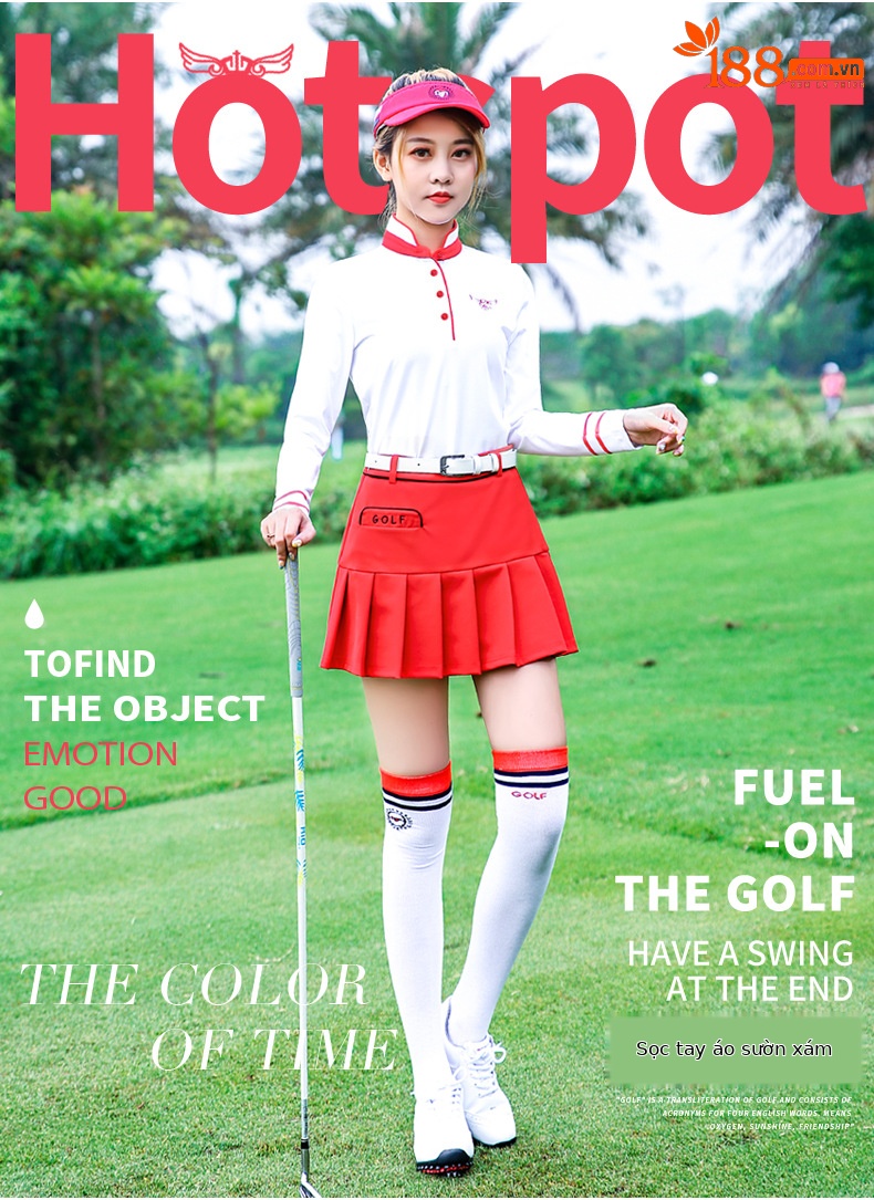 Bộ quần áo golf nữ PGM dài tay mặc trong mùa thu đông — Áo màu xanh hải quân màu trắng YF160, Áo đỏ trắng YF160, YF144 phiên bản dày màu trắng, Áo đỏ trắng YF160 [loại mỏng] chi tiết 25