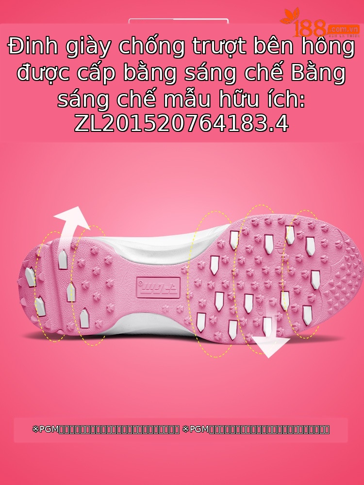 Giày chơi gôn PGM nữ chống nước, thoáng khí, đinh chống trượt — Màu hồng B, Xanh huỳnh quang, Màu hồng A