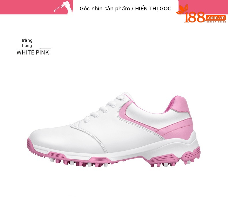 Giày chơi gôn PGM nữ chống nước, thoáng khí, đinh chống trượt — Màu hồng B, Xanh huỳnh quang, Màu hồng A chi tiết 9