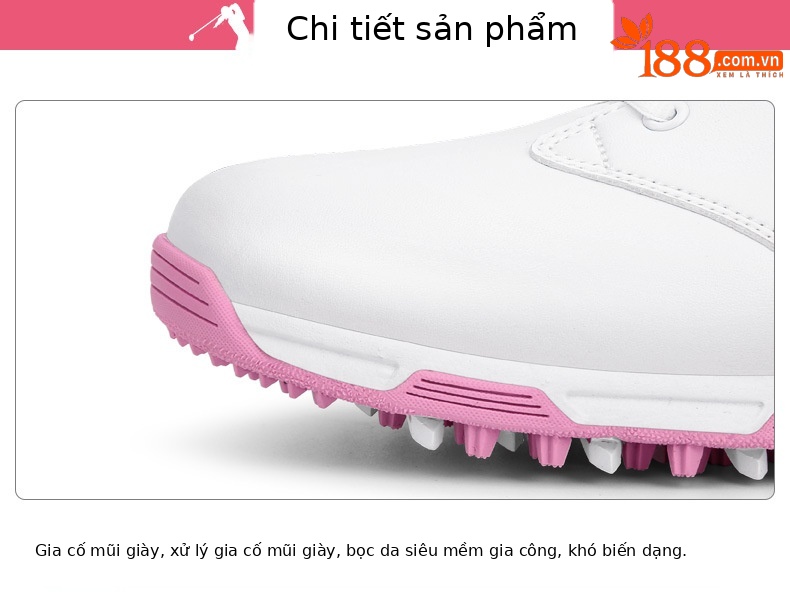 Giày chơi gôn PGM nữ chống nước, thoáng khí, đinh chống trượt — Màu hồng B, Xanh huỳnh quang, Màu hồng A chi tiết 17