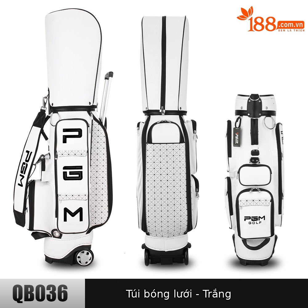 Túi đựng gậy golf PGM kẻ sọc cao cấp chịu lực, có bánh xe kéo — QB036-Túi bóng kẻ sọc trắng, QB036-Túi bóng kẻ sọc màu đen